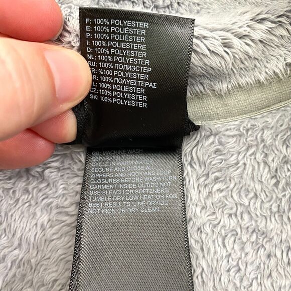 North Face Osito Fleece Jacket Full Zip Womens Medium Gray Pink Ribbon Gorpcore - Picture 8 of 11